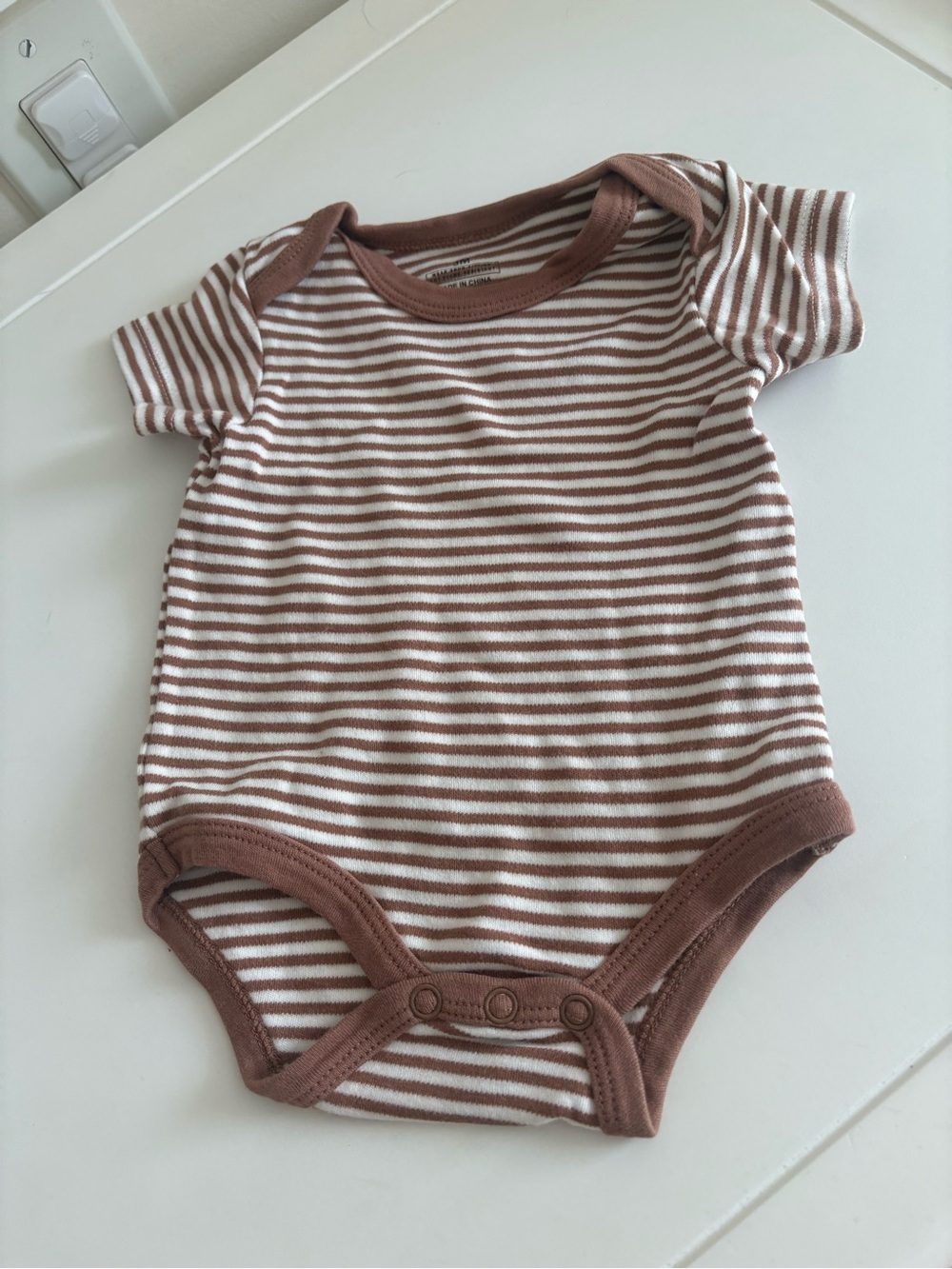 Striped Brown and White Baby One-Piece Bodysuit